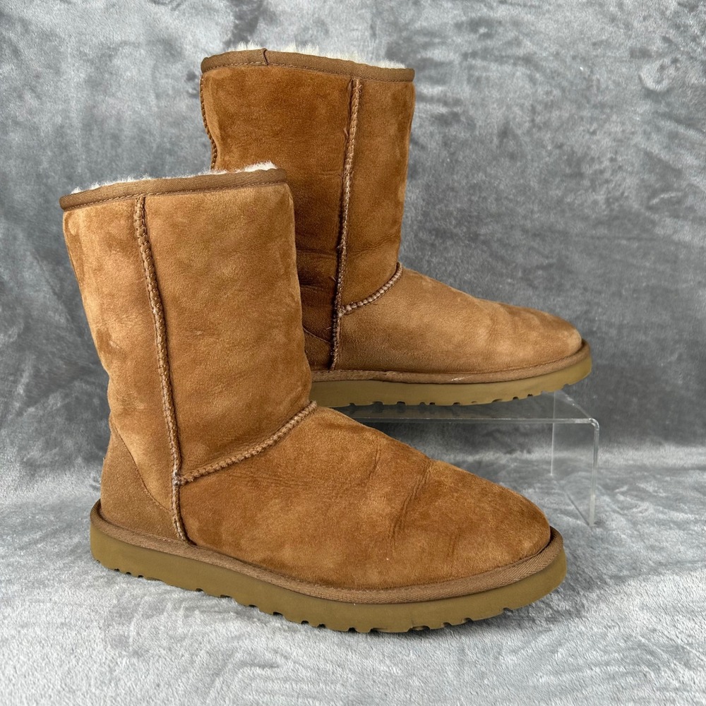 UGG Australia Classic Short II Chestnut Brown Suede Sheepskin Boots Womens 11